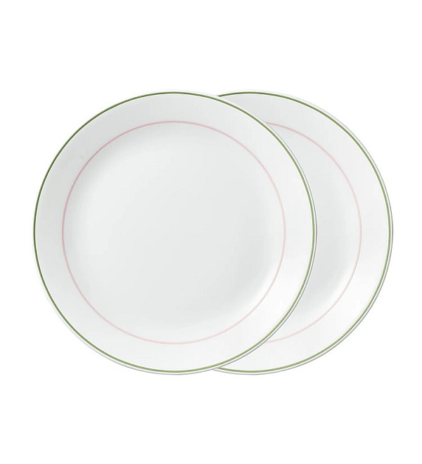 CORELLE LIVINGWARE DOUBLE RING GREEN 26CM DINNER PLATE - PACK OF 2