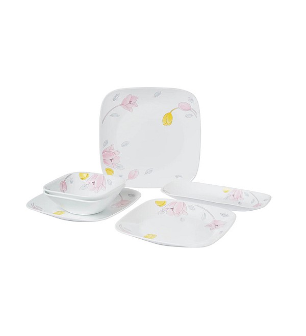 CORELLE ASIA COLLECTION SQUARE ROUND ELEGANT CITY 21 PCS DINNER SET