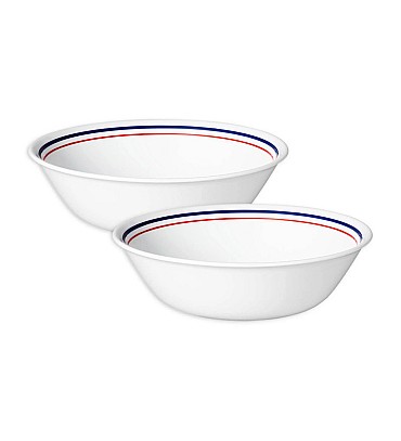 CORELLE LIVINGWARE COLLECTION DOUBLE RING RED-N-BLUE PATTERN 950 ML SERVING BOWL PACK OF 2