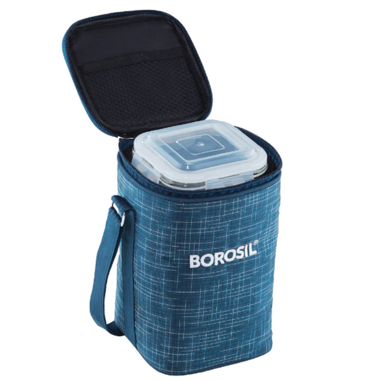 Borosil Indigo Glass Lunch Box Square x 3