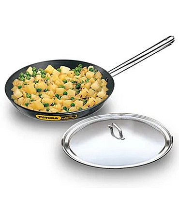 HARD ANODISED FRYING PAN (STAINLESS STEEL HANDLE) 29 CM WITH STAINLESS STEEL LID (AF29S)