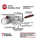 TRI-PLY STAINLESS STEEL FRYING PAN 20 CM WITH GLASS LID (SSF20G)