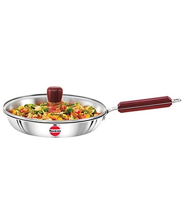 TRI-PLY STAINLESS STEEL FRYING PAN 24 CM WITH GLASS LID (SSF24G)