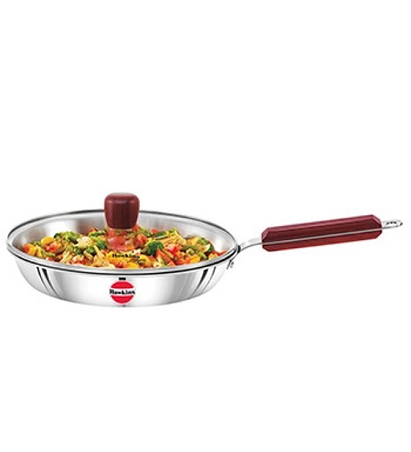 TRI-PLY STAINLESS STEEL FRYING PAN 24 CM WITH GLASS LID (SSF24G)