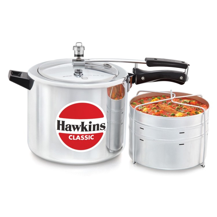 Hawkins 10 Litre Classic Pressure Cooker with Pots Silver (CL11)