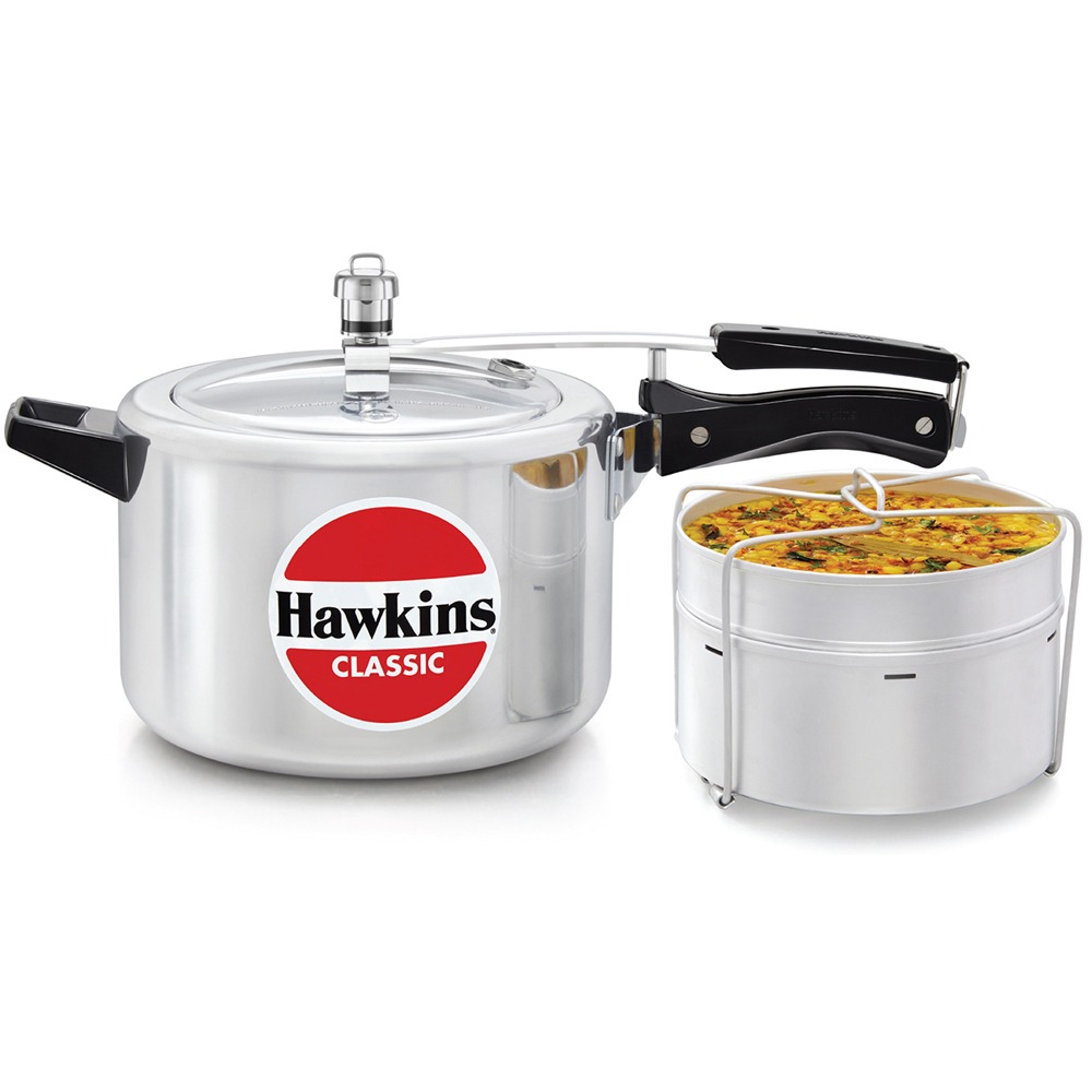 Hawkins 5 Litre Classic Pressure Cooker with Pots Silver (CL51)