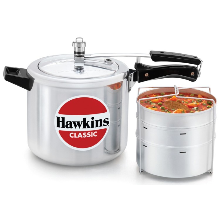 Hawkins 6.5 Litre Classic Pressure Cooker with Pots Silver (CL66)