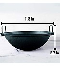 Pre-Seasoned Cast Iron Kadai/Wok 11 Inch, 3 L Capacity, Black