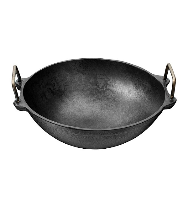 Pre-Seasoned Cast Iron Kadai/Wok 9 Inch, 1.5 L Capacity, Black