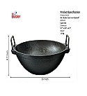 Pre-Seasoned Cast Iron Kadai/Wok 9 Inch, 1.5 L Capacity, Black