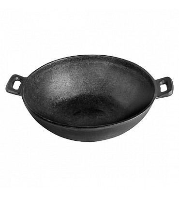 Signature Smooth Pre-Seasoned Cast Iron Kadai Wok 9.5 Inch With 1.5 L Capacity, Natural, Black