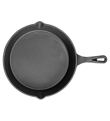 Signature Smooth Pre-Seasoned Cast Iron Skillet Fry Pan 10 Inch, 2 L Capacity, Natural, Black