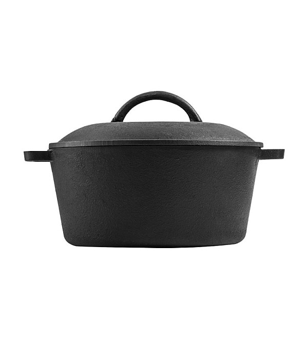 Pre-Seasoned Cast Iron 10 Inch Dutch Oven With Lid, 5 L Capacity, Black