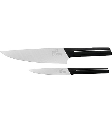 Premium Stainless Steel Kitchen Knife Set, Chef & Utility Knife Combo, Pack Of 2, Silver