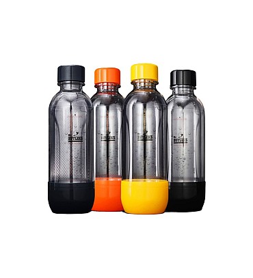 BPA Free PET Bottle 500 Ml, Pack Of 4 (Orange, Yellow, Grey, Black)