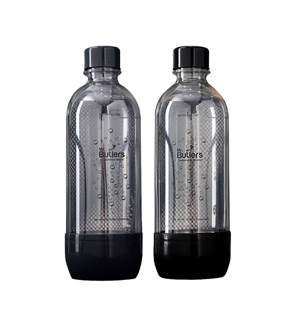 Mr. Butler BPA Free PET Bottle 1000 Ml, Pack Of 2 (Black & Grey)