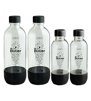 BPA Free PET Bottle Combo Pack, 1000 Ml & 500 Ml, Pack Of 4, Black