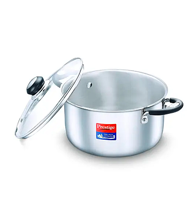 Prestige Tri Ply Splendor Stainless Steel Gas and Induction Compatible Casserole with Glass Lid Silver