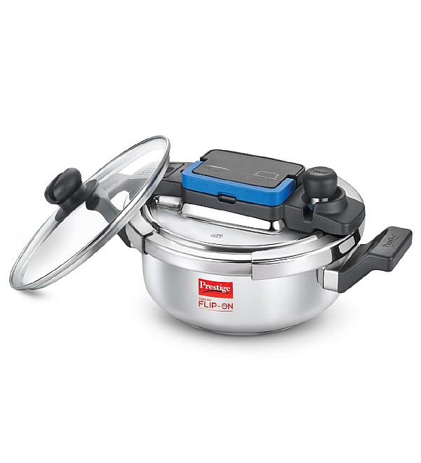 Prestige 3L Svachh FLIP-ON Stainless Steel Pressure Cooker with glass lid