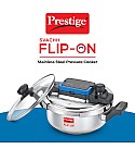 Prestige 3L Svachh FLIP-ON Stainless Steel Pressure Cooker with glass lid