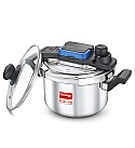 Prestige 5L Svachh FLIP-ON Stainless Steel Tri-ply bottom Pressure Cooker with glass lid