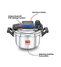 Prestige 5L Svachh FLIP-ON Stainless Steel Tri-ply bottom Pressure Cooker with glass lid