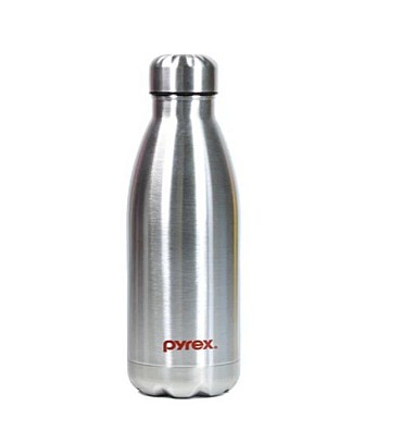 PYREX STAINLESS STEEL INSULATED 24 HOURS HOT OR COLD BOTTLE FLASK  500 ML  SILVER