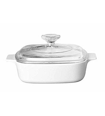 CORNINGWARE 1LTR COVERED COSSEROLE WINTER FROST WHITE - JUST WHITE