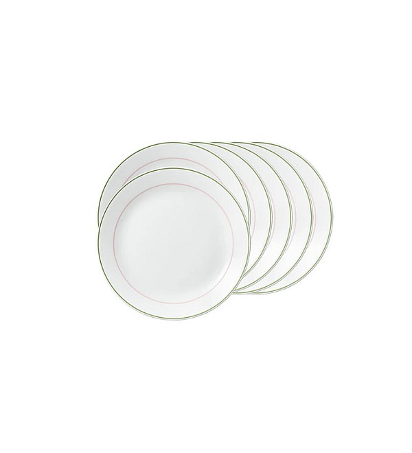 CORELLE LIVINGWARE DOUBLE RING GREEN 26 CM DINNER PLATE PACK OF 6